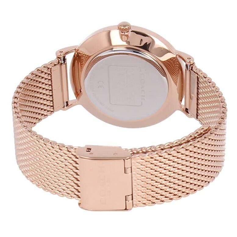 Coach Perry Silver Dial Rose Gold Mesh Bracelet Watch for Women - 14503386