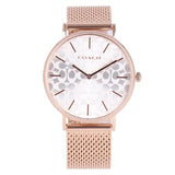 Coach Perry Silver Dial Rose Gold Mesh Bracelet Watch for Women - 14503386