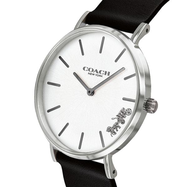 Coach Perry White Dial Black Leather Strap Watch for Women - 14503115