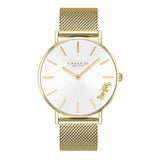 Coach Perry White Dial Gold Mesh Bracelet Watch for Women - 14503125