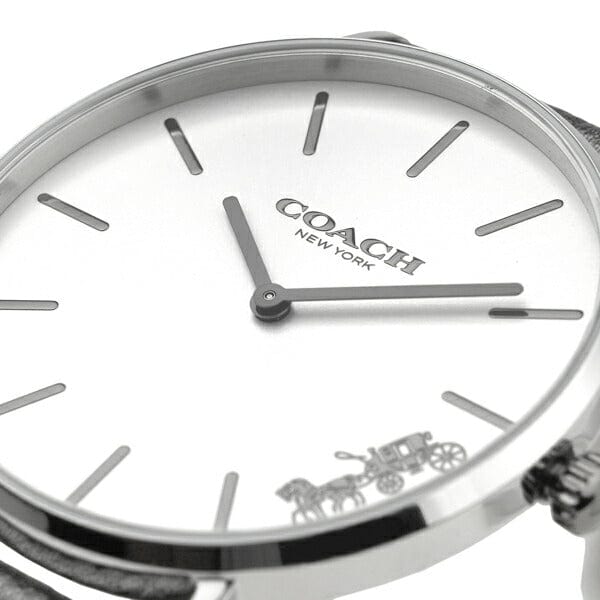 Coach Perry White Dial Grey Leather Strap Watch for Women - 14503155