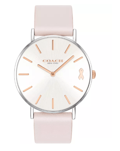 Coach Perry White Dial Pink Leather Strap Watch for Women - 14503128