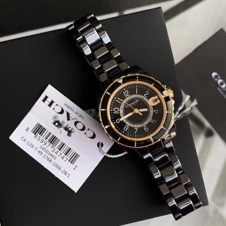 Coach Preston Black Dial Black Steel Strap Watch for Women - 14503461