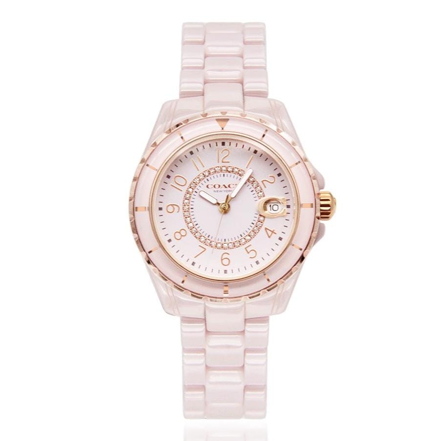 Coach Preston Pink Dial Pink Steel Strap Watch for Women - 14503463