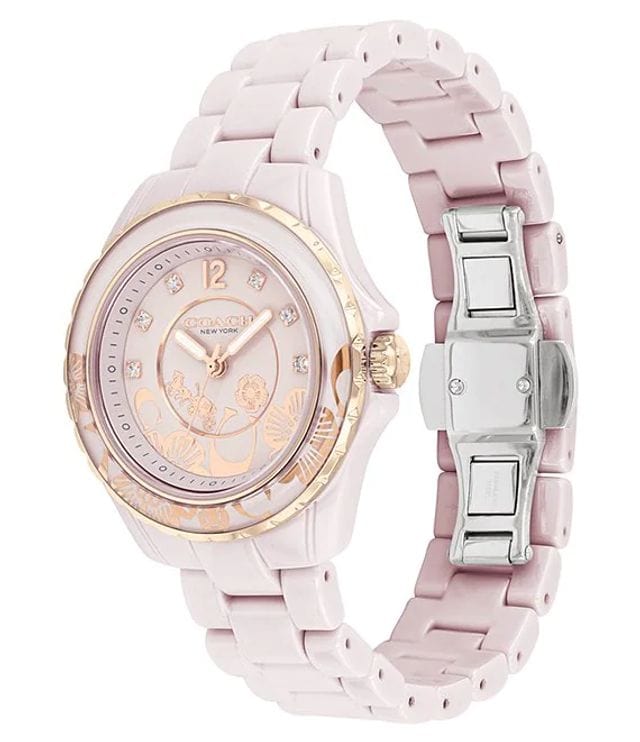 Coach Preston Pink Dial Pink Steel Strap Watch for Women - 14503465