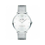 Coach Slim Easton Silver Dial Silver Leather Strap Watch for Women - 14502685