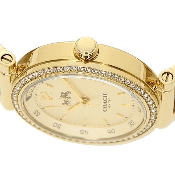 Coach Sport Diamonds Gold Dial Gold Steel Strap Watch for Women - 14502195