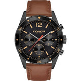 Coach Sullivan Chronograph Black Dial Brown Leather Strap Watch for Men - 14602070