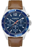Coach Sullivan Sport Blue Dial Brown Leather Strap Watch for Men - 14606038