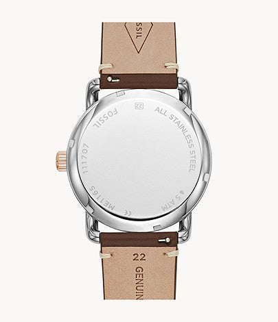 Fossil The Commuter Twist Black Dial Brown Leather Strap Watch for Men -  ME1165