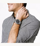 Fossil Nate Chronograph Black Dial Silver Steel Strap Watch for Men - JR1353