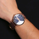 Armani Exchange watch with brown leather strap