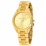 Michael Kors Mini Runway Slim Gold Dial Gold Steel Strap Watch for Women - MK3512