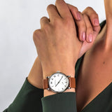 Marc Jacobs Baker White Dial Brown Leather Strap Watch for Women - MBM1265