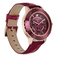 Swarovski Octea Lux Chrono Red Dial Red Leather Strap Watch for Women - 5547642
