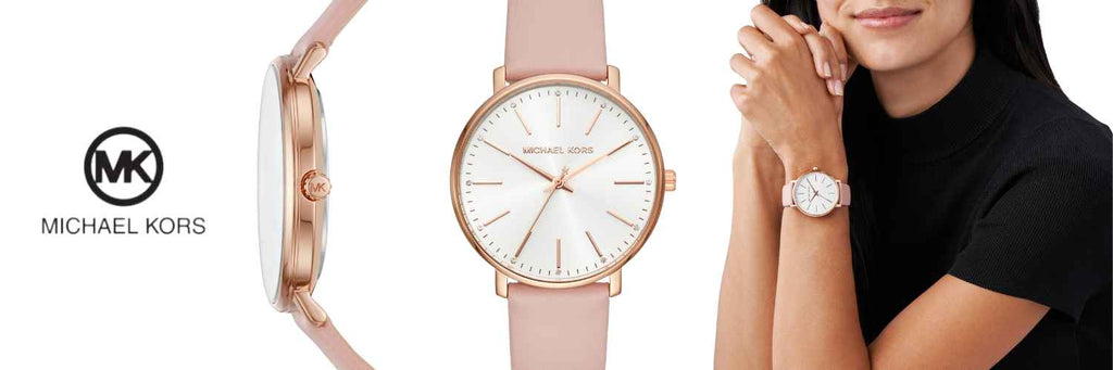 Michael Kors Pyper Quartz White Dial Pink Leather Strap Watch For Women - MK2741