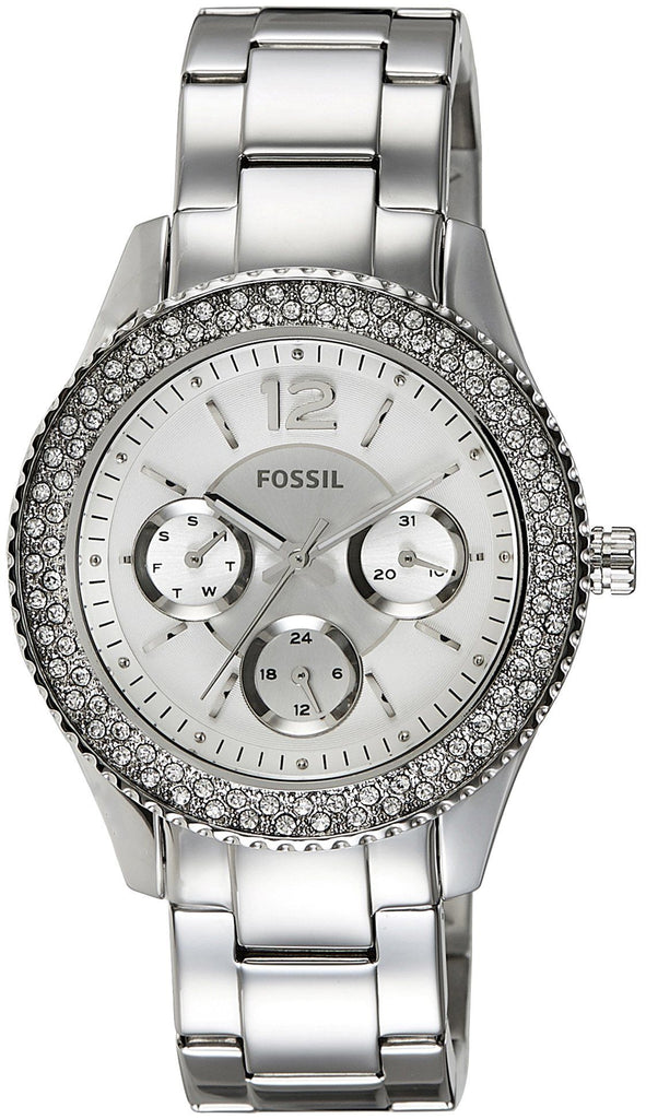 Fossil Stella Silver Dial Silver Steel Strap Watch for Women - ES3588