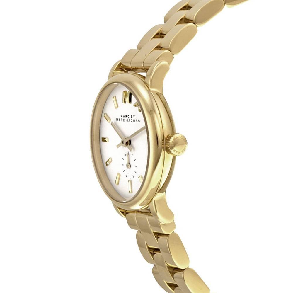 Marc Jacobs Baker White Dial Gold Steel Strap Watch for Women - MBM3247