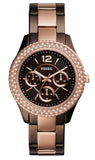 Fossil Stella Multifunction Brown Dial Two Tone Steel Strap Watch for Women - ES4079