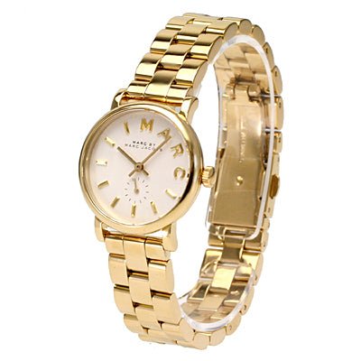 Marc Jacobs Baker White Dial Gold Steel Strap Watch for Women - MBM3247