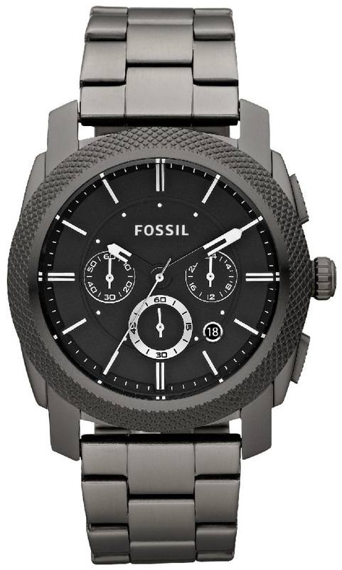 Fossil Machine Chronograph Black Dial Grey Steel Strap Watch for Men - FS4662