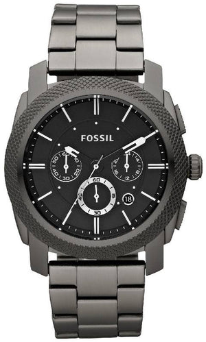 Fossil Machine Chronograph Black Dial Grey Steel Strap Watch for Men - FS4662