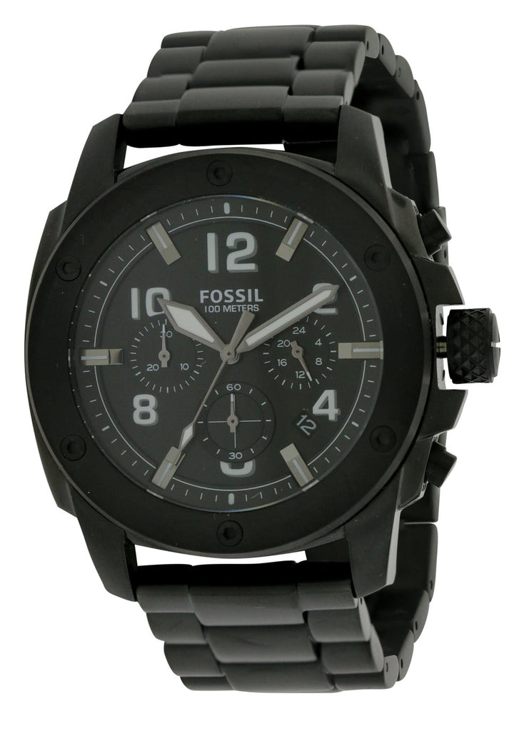 Fossil Machine Chronograph Black Dial Black Steel Strap Watch for Men - FS4927