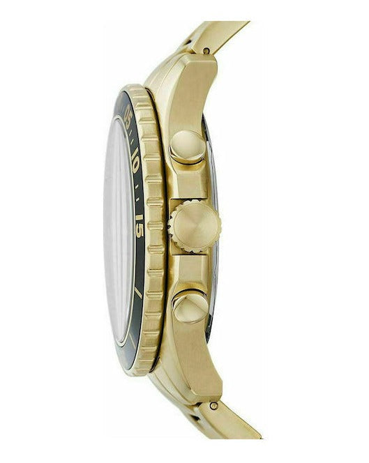 Guess BFF Multifunction Black Dial Gold Steel Strap Watch for Women - W0231L3