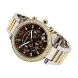 Michael Kors Parker Chronograph Brown Dial Two Tone Steel Strap Watch for Women - MK6118