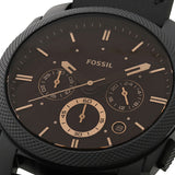Fossil Machine Chronograph Black Dial Black Leather Strap Watch for Men - FS5586