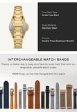 Fossil watch with interchangeable bands, stainless steel, screw back