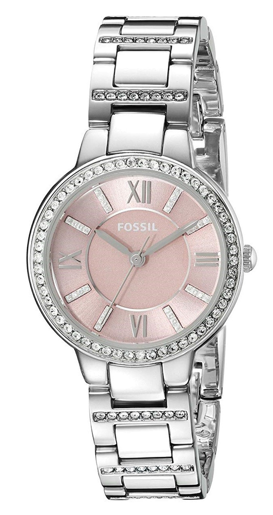 Fossil Virginia Pink Dial Silver Steel Strap Watch for Women - ES3504