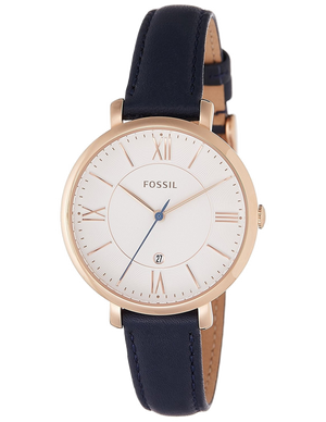 Fossil Jacqueline White Dial Blue Leather Strap Watch for Women - ES3843