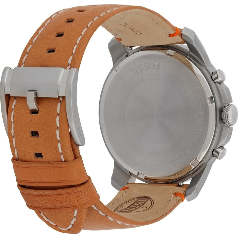 Fossil Grant Chronograph Green Dial Brown Leather Strap Watch for Men - FS4918