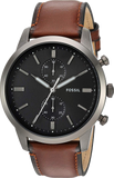 Fossil Townsman Chronograph Gray Dial Brown Leather Strap Watch for Men - FS5522