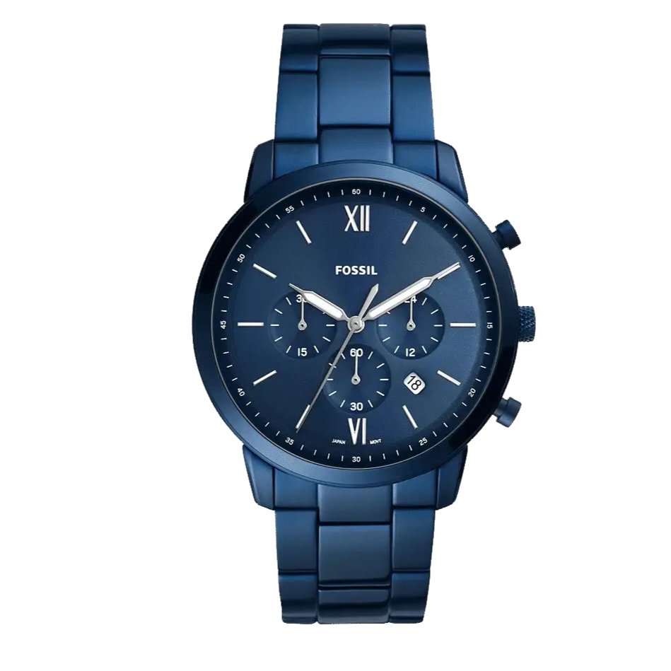 Fossil Neutra Chronograph Blue Dial Blue Steel Strap Watch for Men - FS5826