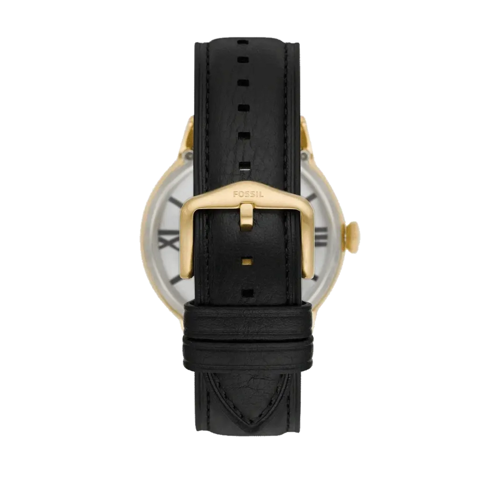 Fossil Townsman Automatic Skeleton Black Dial Black Leather Strap Watch for Men - ME3210