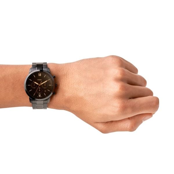 Fossil Neutra Chrono Black Stainless Steel Watch on Wrist