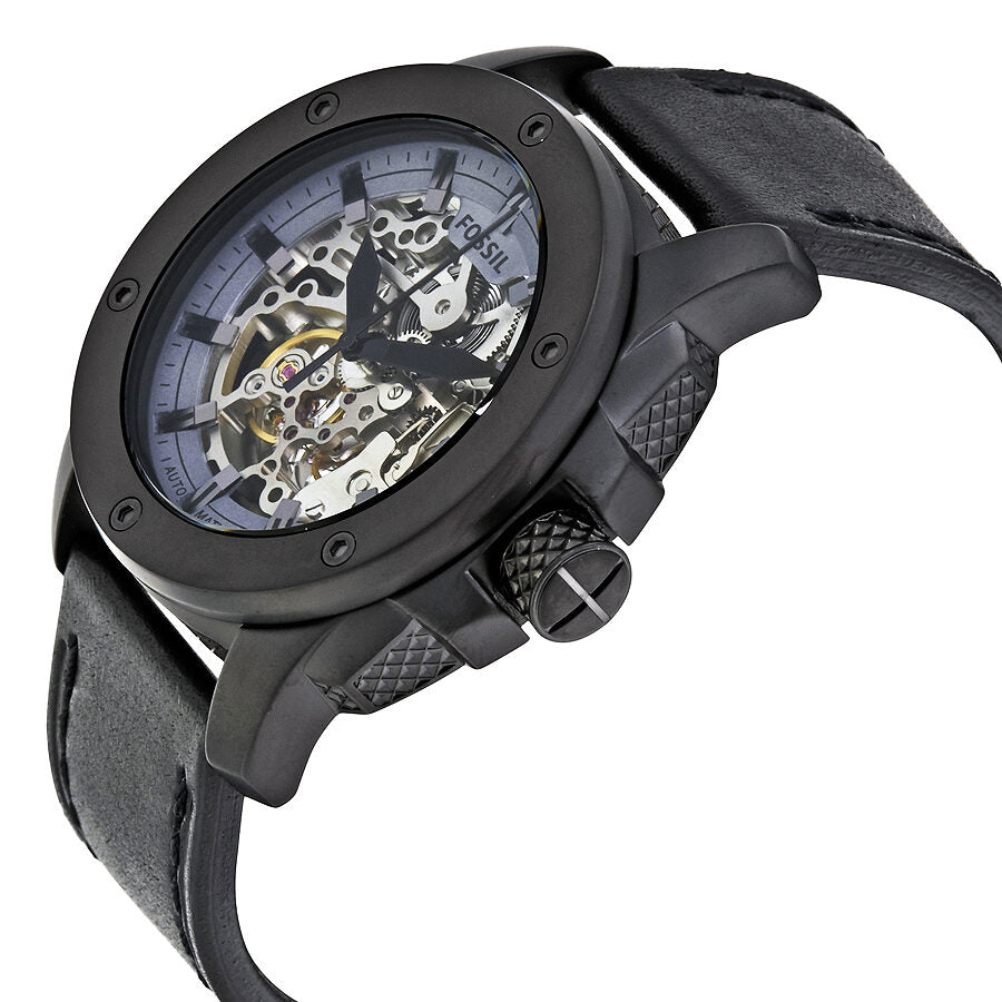 Fossil Modern Machine Automatic Skeleton Grey Dial Black Steel Strap Watch for Men - ME3134