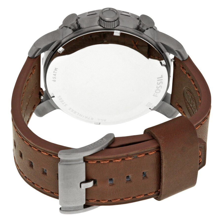 Fossil Nate Chronograph Grey Dial Brown Leather Strap Watch for Men - JR1424