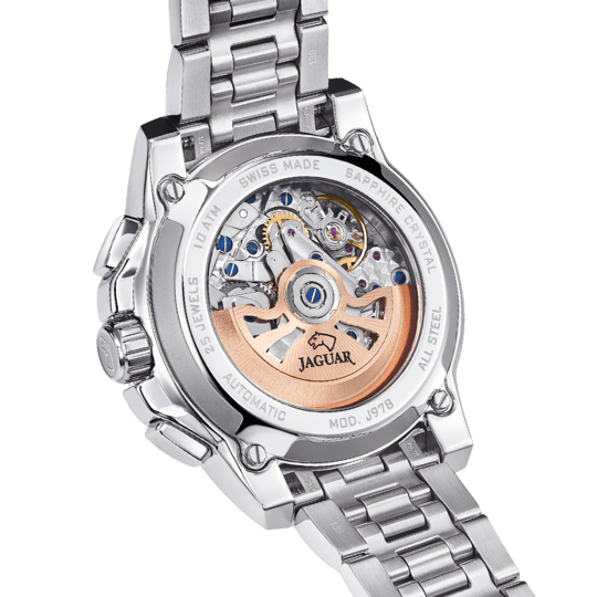 Fossil Townsman Automatic Skeleton White Dial Two Tone Steel Strap Watch for Men - ME3075
