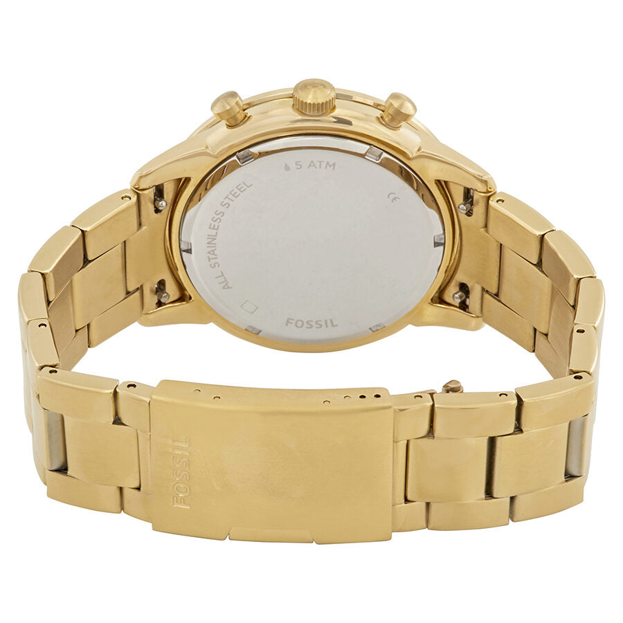 Fossil Townsman Chronograph White Dial Gold Steel Strap Watch for Men - FS5348