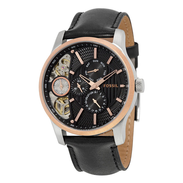 Fossil Twist Multi-Function Chronograph Black Dial Black Leather Strap Watch for Men - ME1099