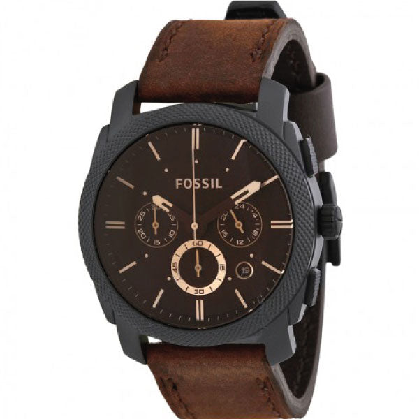 Fossil Machine Flight Chronograph Brown Dial Brown Leather Strap Watch for Men - FS4656