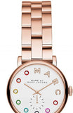 Marc Jacobs Baker Dexter White Dial Rose Gold Steel Strap Watch for Women - MBM3443