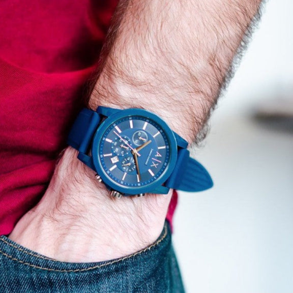 Armani Exchange AX1327 Blue Watch on Wrist