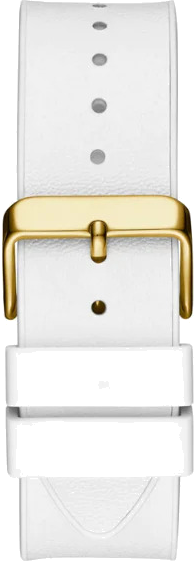 Guess Baguette Crystals Gold Dial White Silicone Strap Watch For Men - GW0208G3