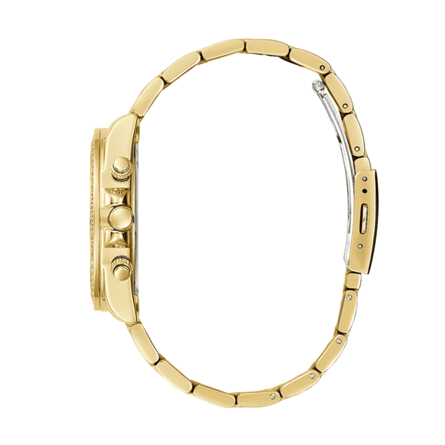 Guess Confetti Chronograph Rainbow Dial Gold Steel Strap Watch For Women - GW0483L4