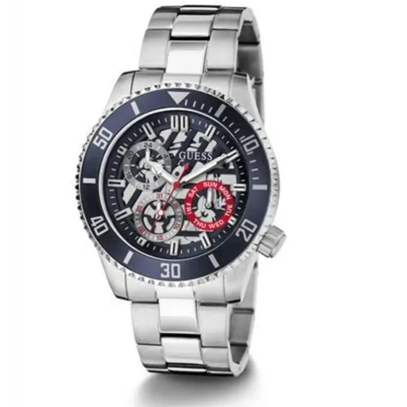 Guess Axle Multifunction Black Dial Silver Steel Strap Watch For Men - GW0488G1