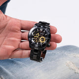 Guess Axel Multifunction Black Dial Black Steel Strap Watch For Men - GW0488G3